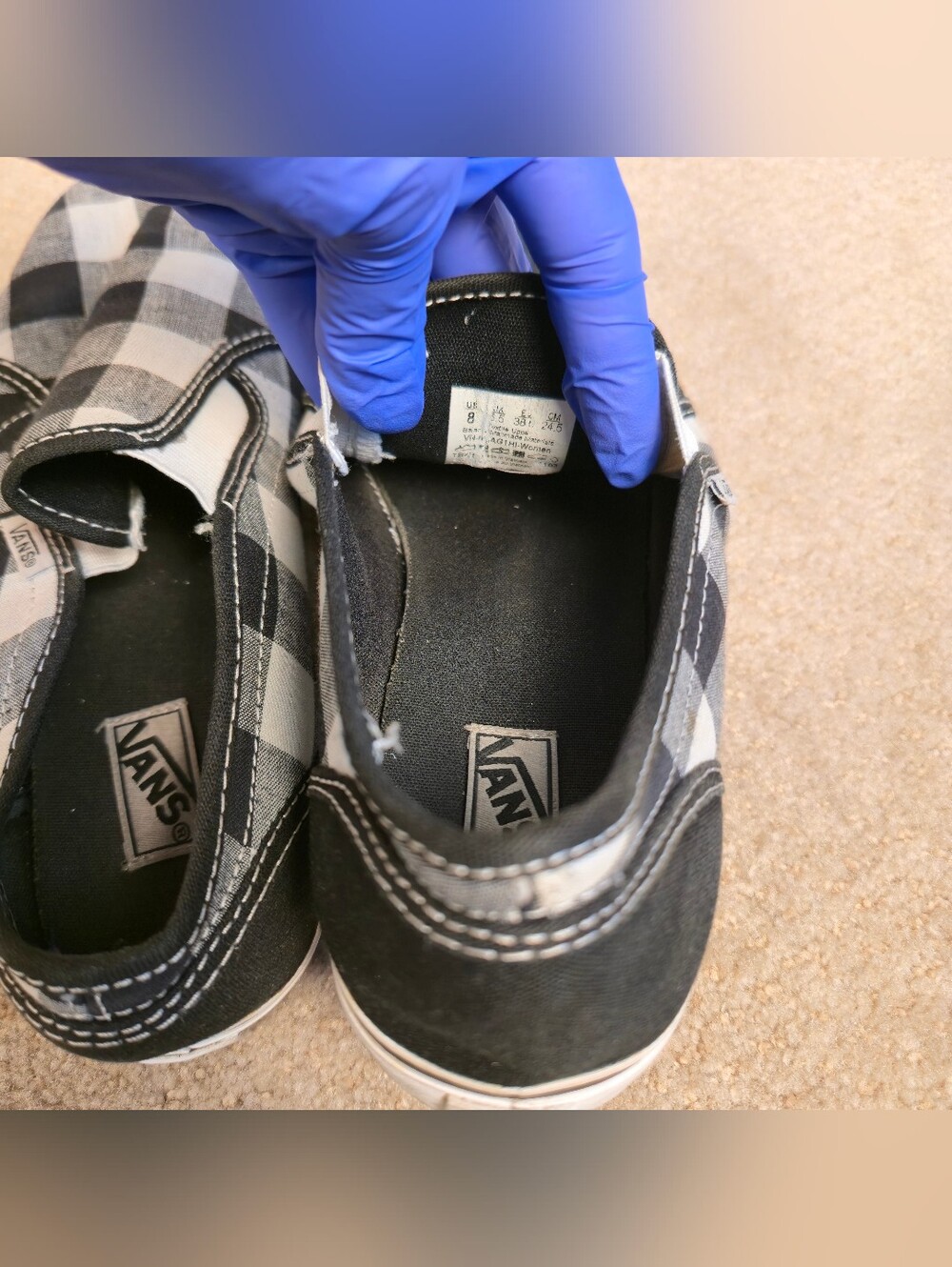 Vans Women's Slip-on Canvas Sneaker Flats Black White Lg Gingham Check  Sz 8 - Picture 7 of 9